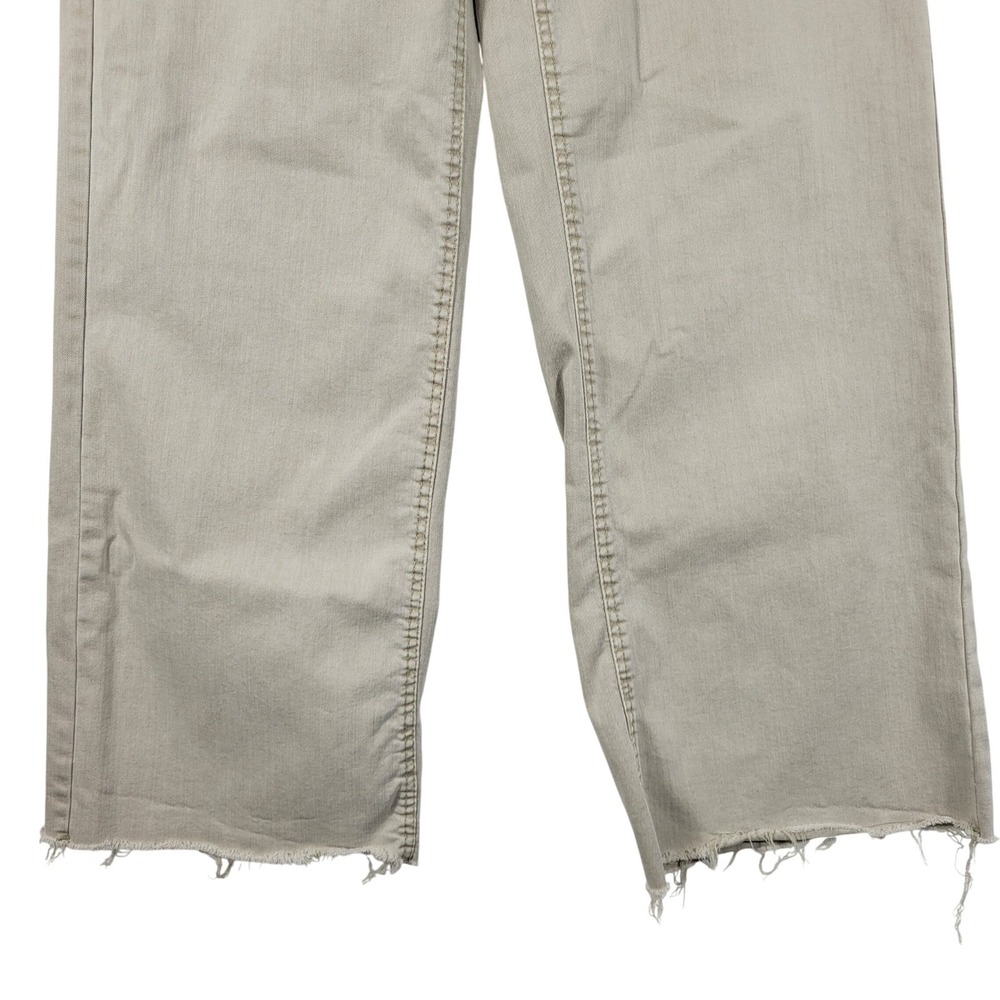 OAT New York Wide Leg Pants Women 4/27 Khaki Raw Hem High Rise - Picture 3 of 9